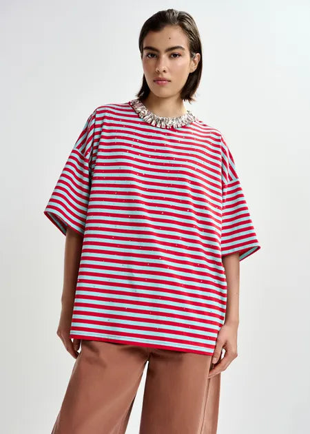 Essentiel Antwerp - Joste Rhinestone Striped T-Shirt