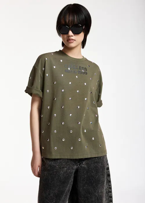 Essentiel Antwerp - Kourse Stud-Embellished Slogan T-Shirt