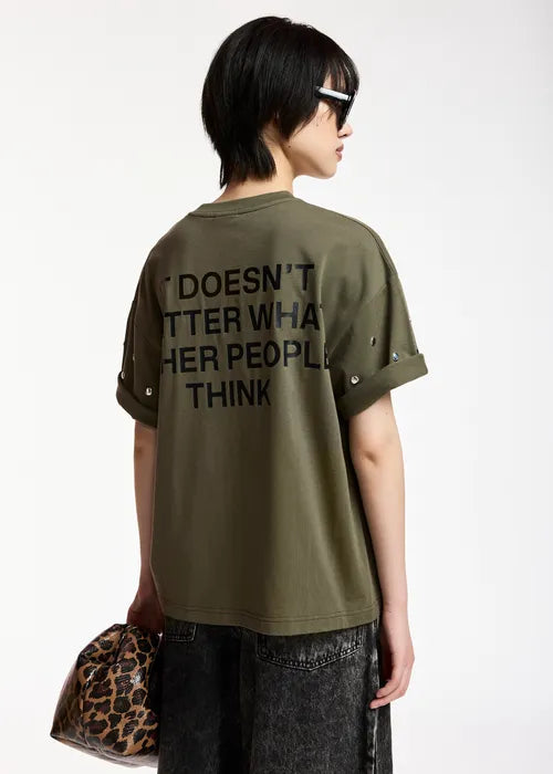 Essentiel Antwerp - Kourse Stud-Embellished Slogan T-Shirt