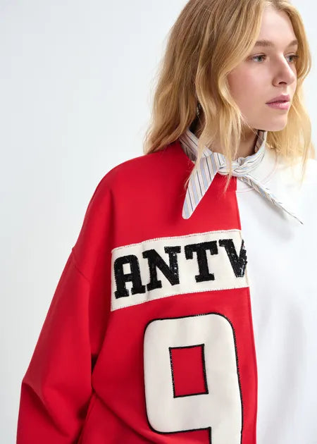 Essentiel Antwerp - Split Panel Appliqued Sweatshirt