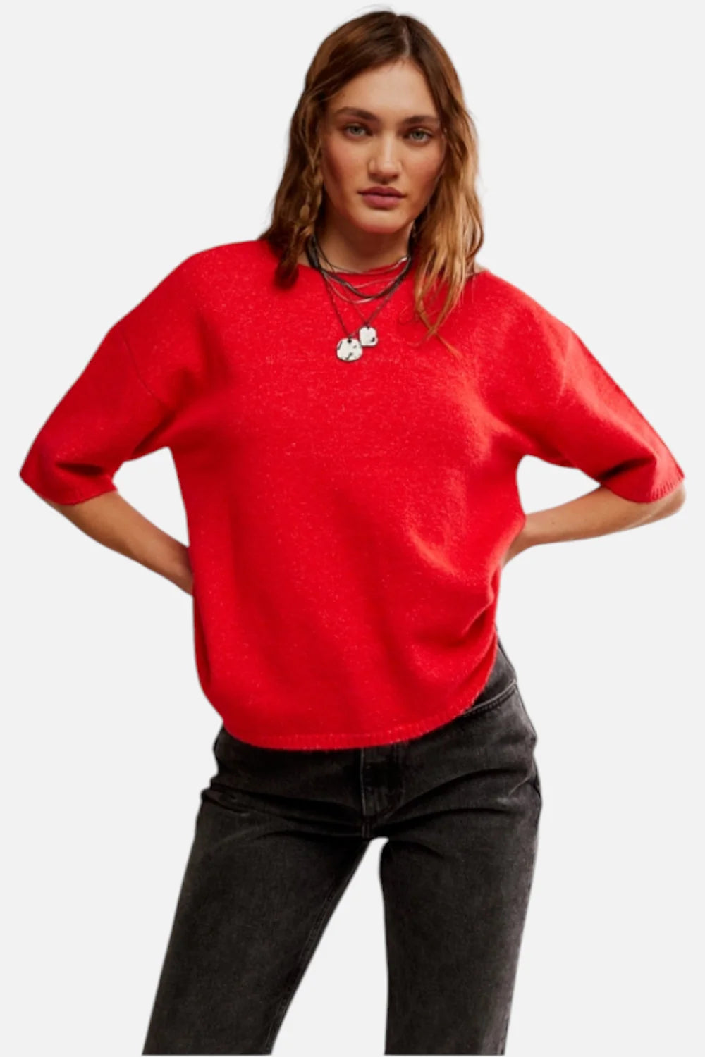 Free People - Margot Sweater Tee in Cherry Pop