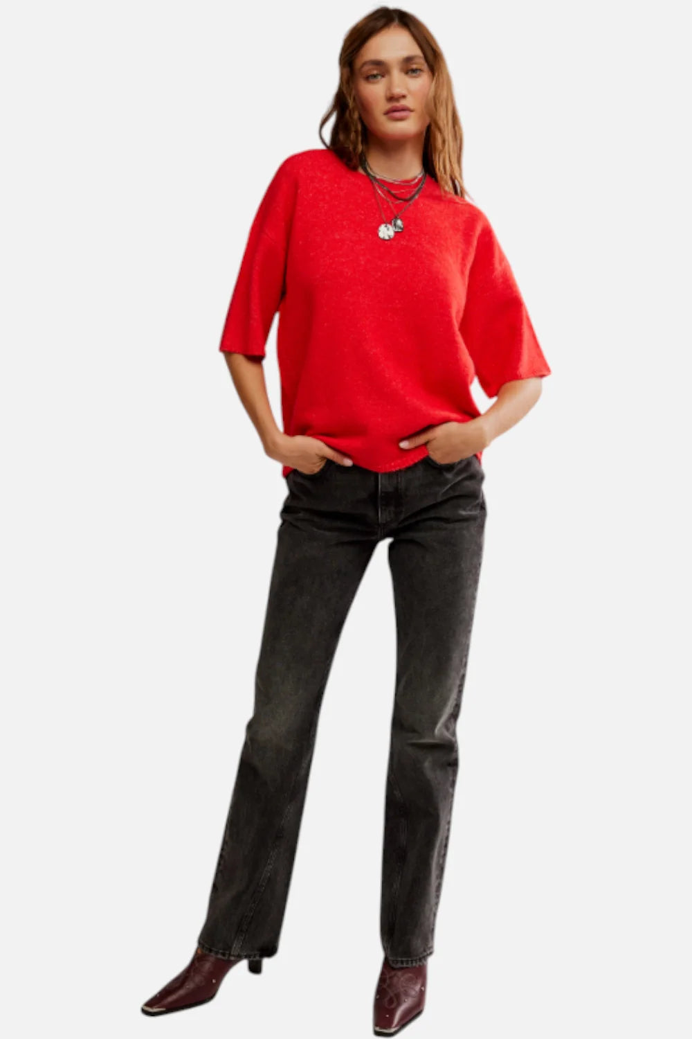 Free People - Margot Sweater Tee in Cherry Pop