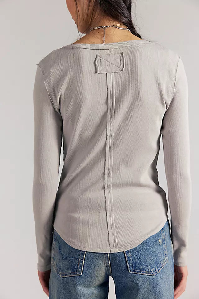 Free People - Quiet Grey Jamie Henley Long Sleeve Tee