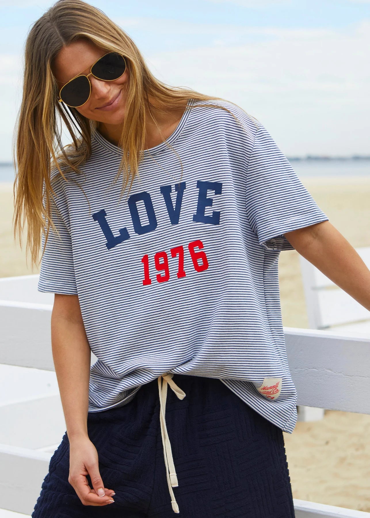 Hammill & Co - Love 1976 Tee Navy and White Stripe
