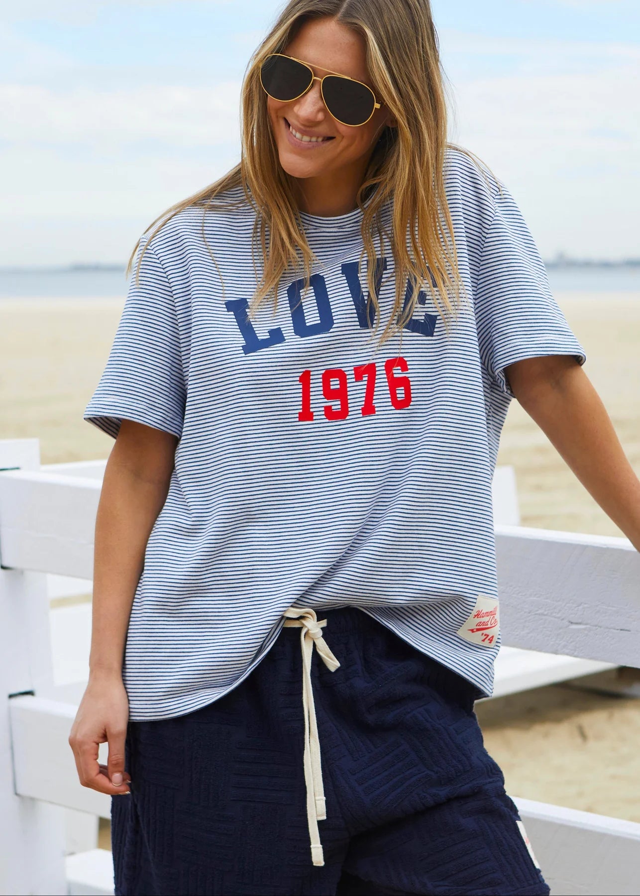 Hammill & Co - Love 1976 Tee Navy and White Stripe