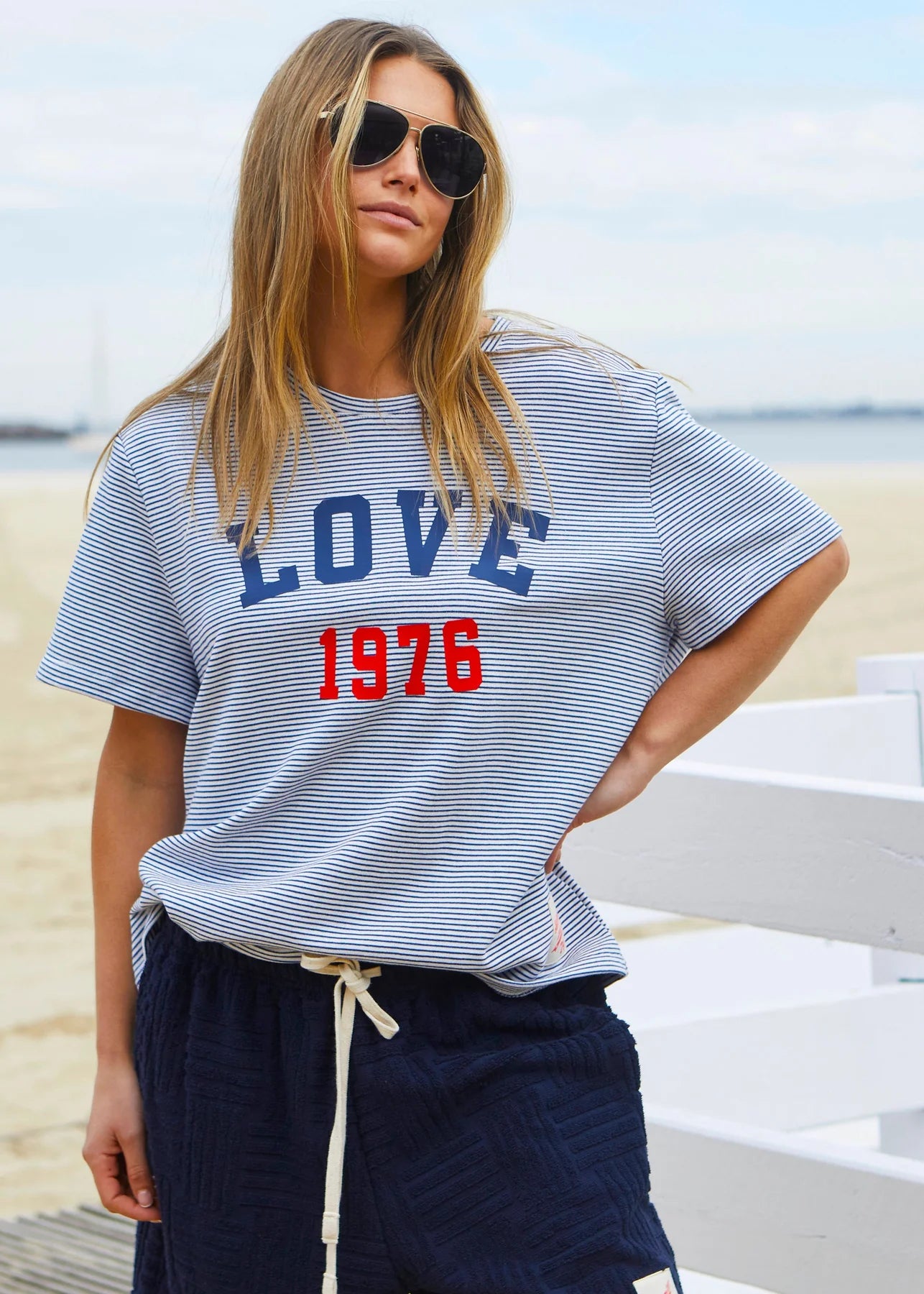 Hammill & Co - Love 1976 Tee Navy and White Stripe
