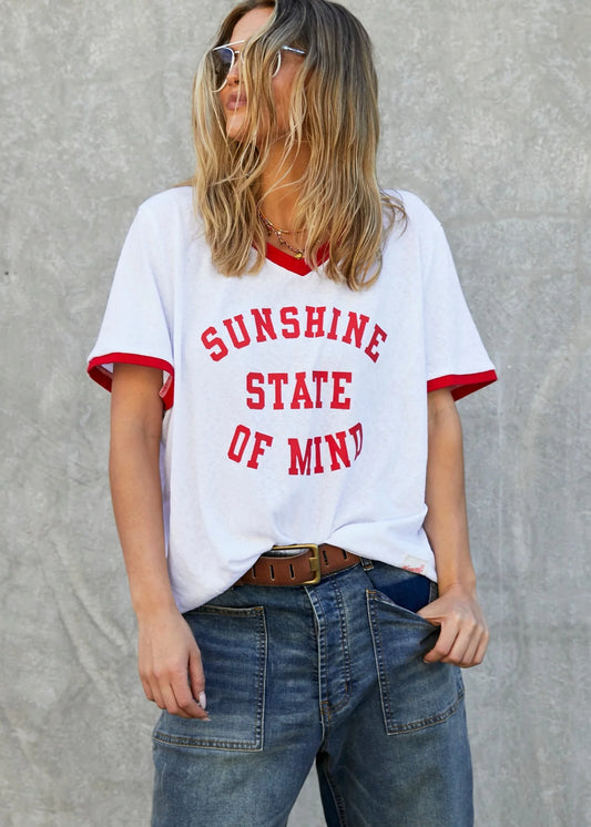 Hammill & Co - Sunshine State of Mind Ringer Tee - White