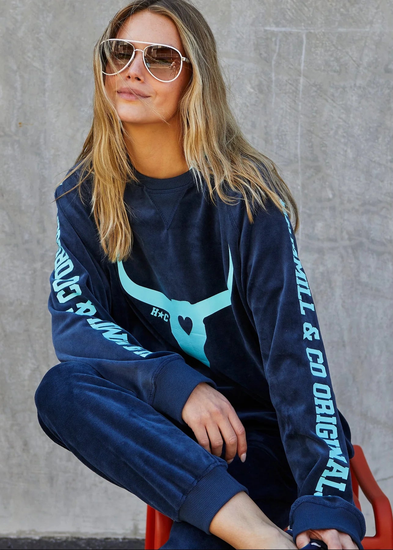 Hammill & Co - Velour Navy Sweat