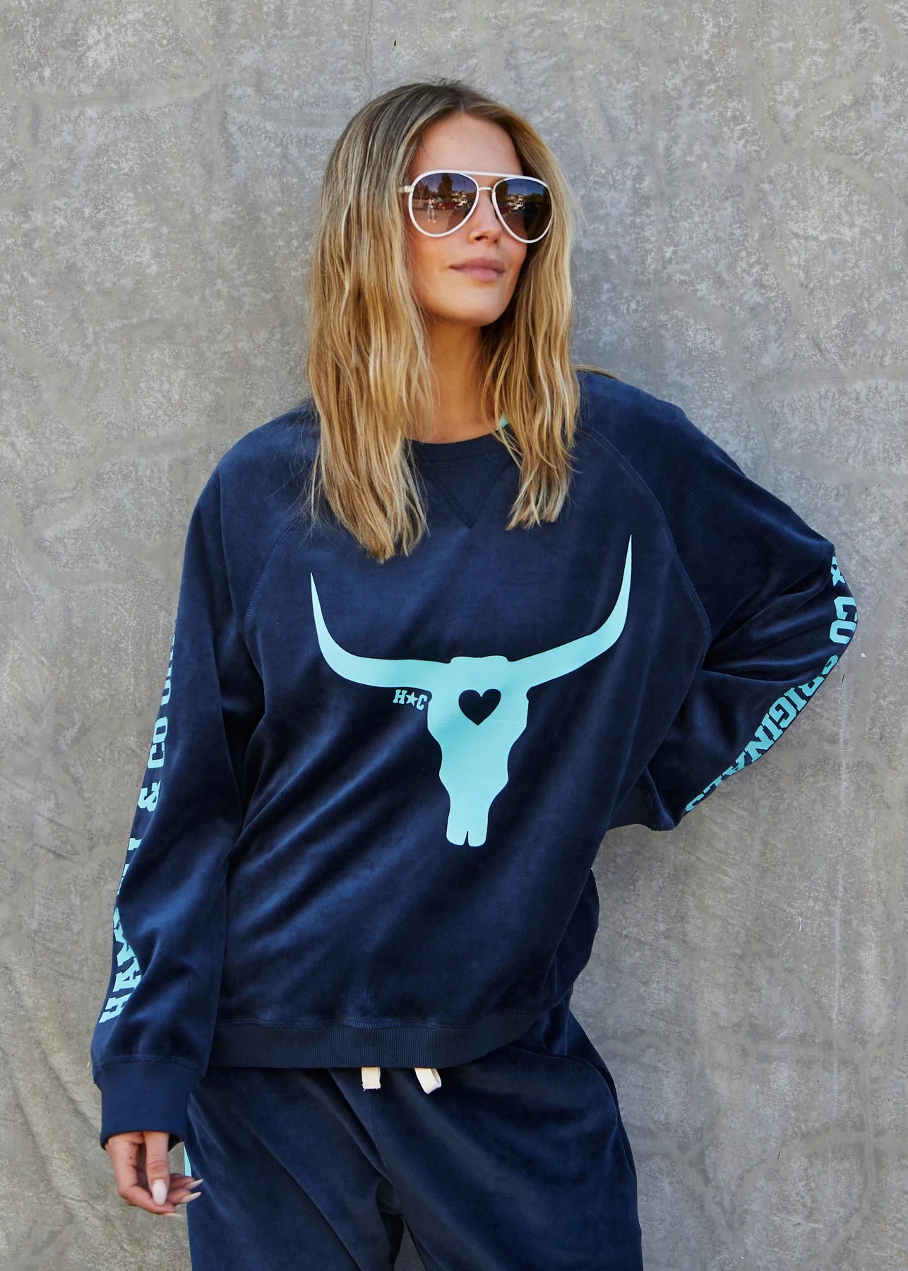 Hammill & Co - Velour Navy Sweat