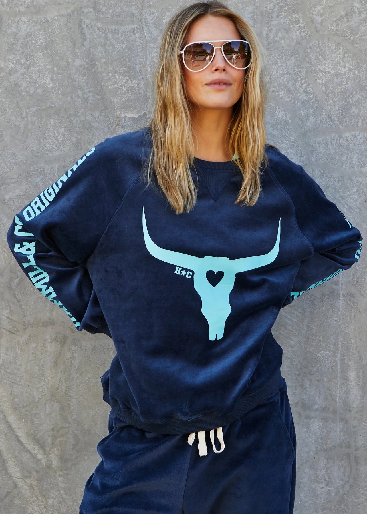 Hammill & Co - Velour Navy Sweat