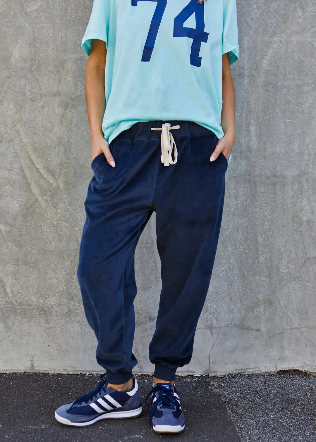 Hammill &amp; Co - Velour Navy Trackpant