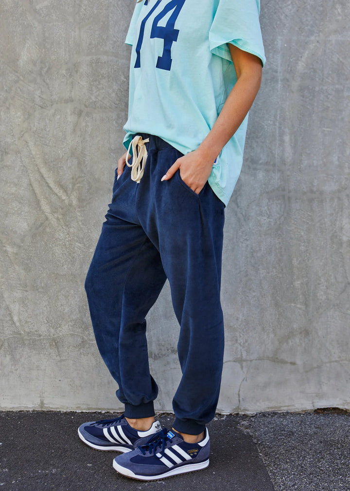 Hammill &amp; Co - Velour Navy Trackpant