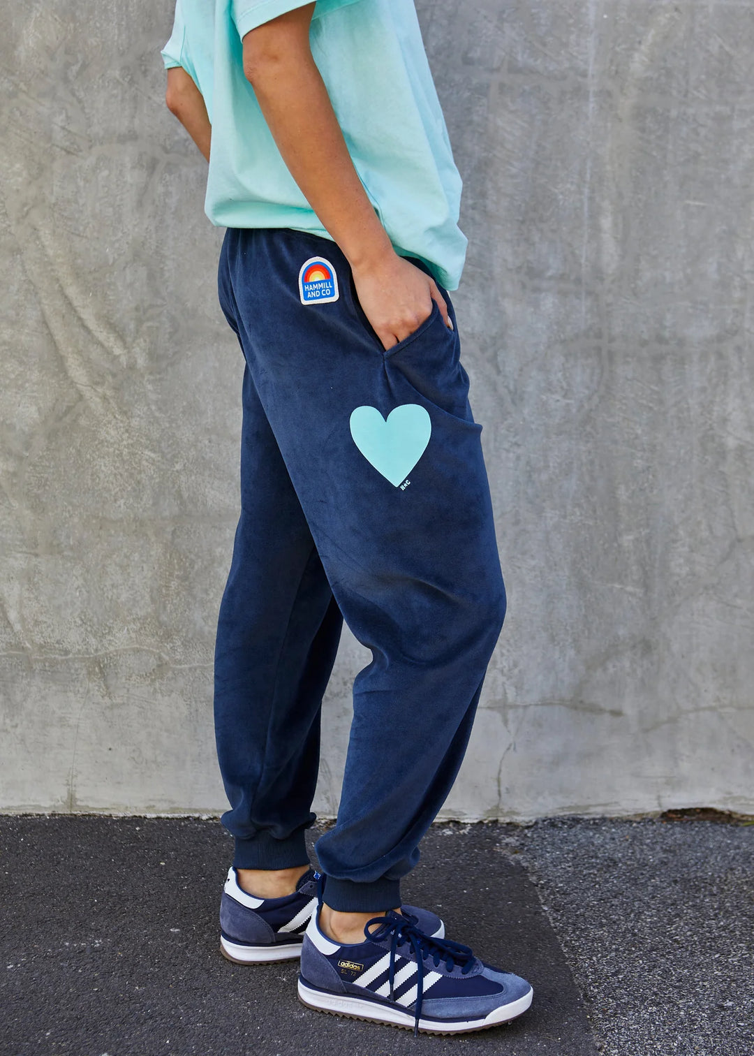 Hammill &amp; Co - Velour Navy Trackpant
