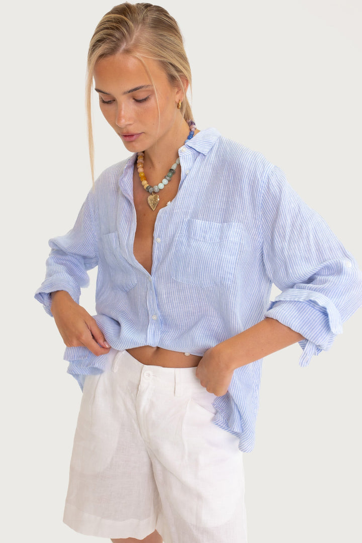 Hut - Boyfriend Baby Blue Stripe Shirt