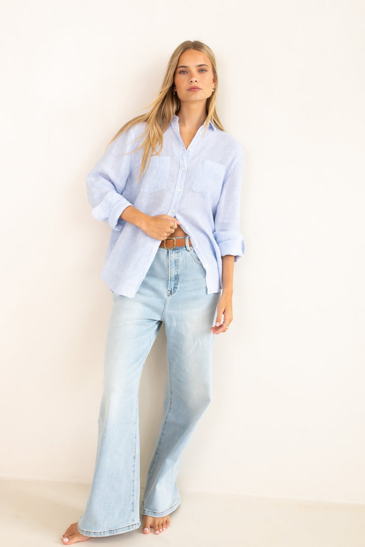 Hut - Boyfriend Baby Blue Stripe Shirt