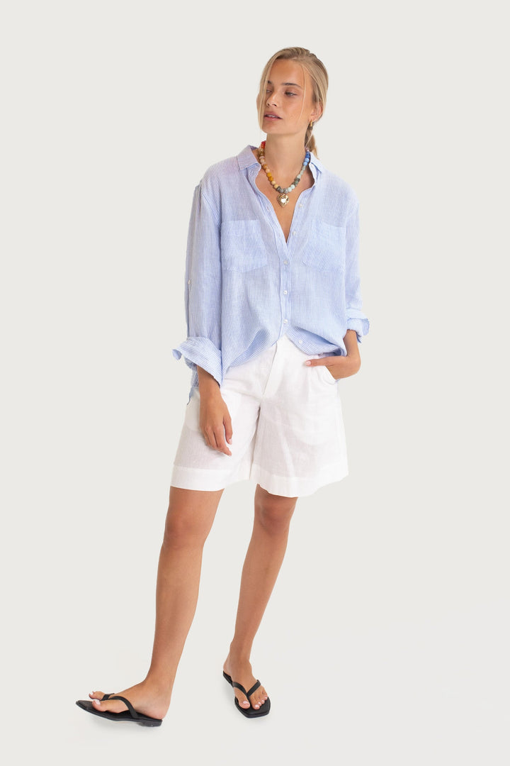 Hut - Boyfriend Baby Blue Stripe Shirt