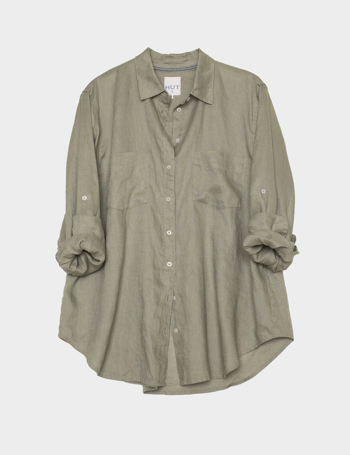 Hut - Boyfriend Linen Shirt Biscuit