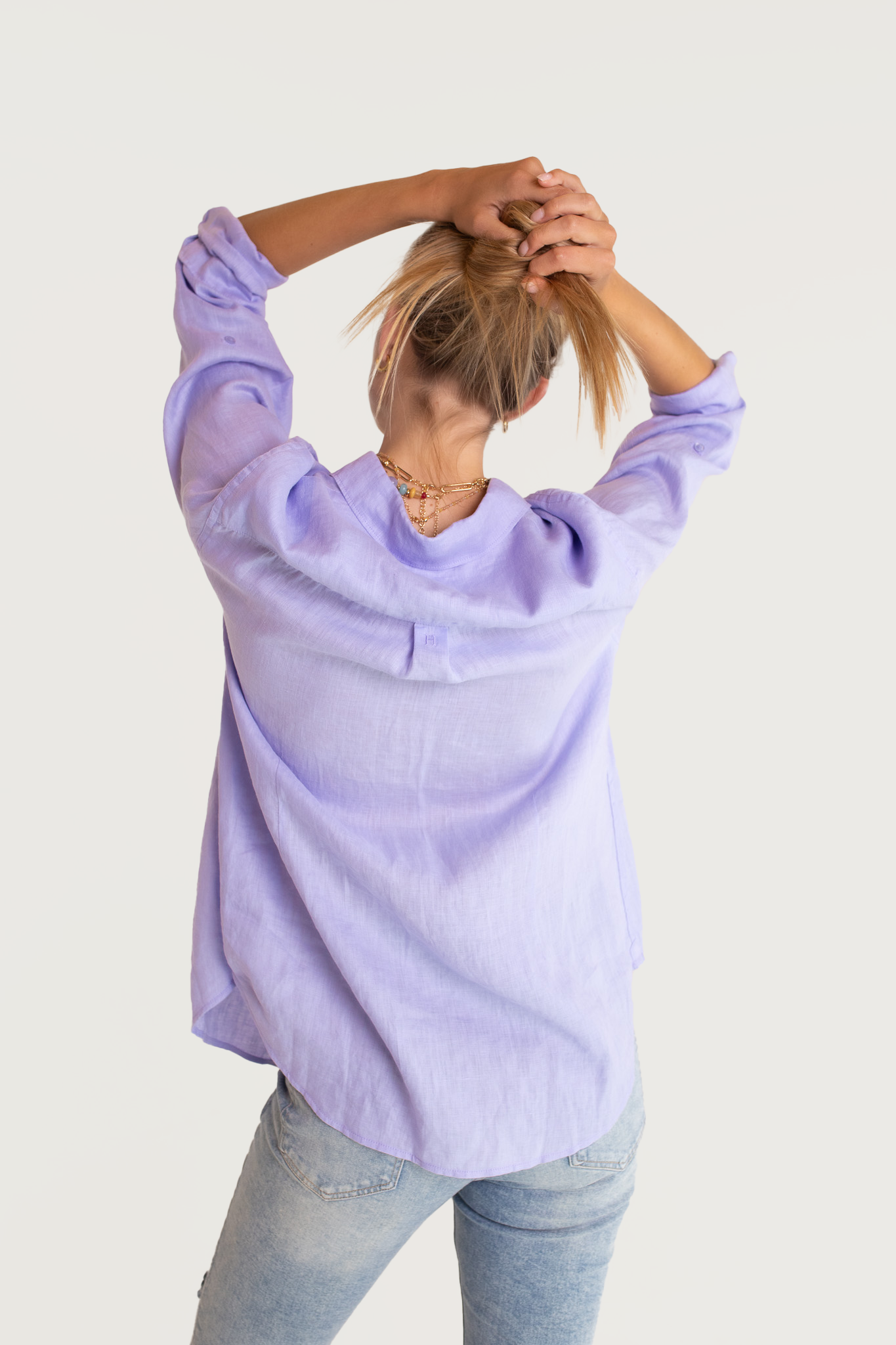 Hut - Boyfriend Linen Shirt Lift My Mood Mauve
