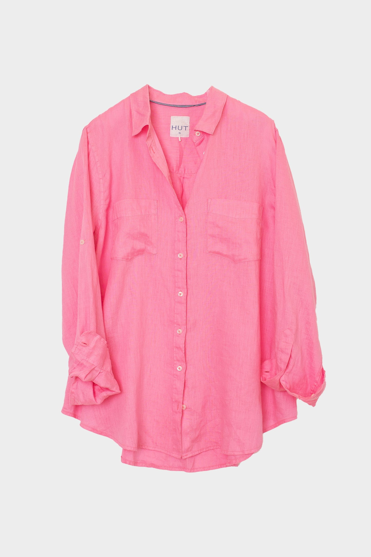 Hut - Boyfriend Linen Shirt Lift My Mood Pink