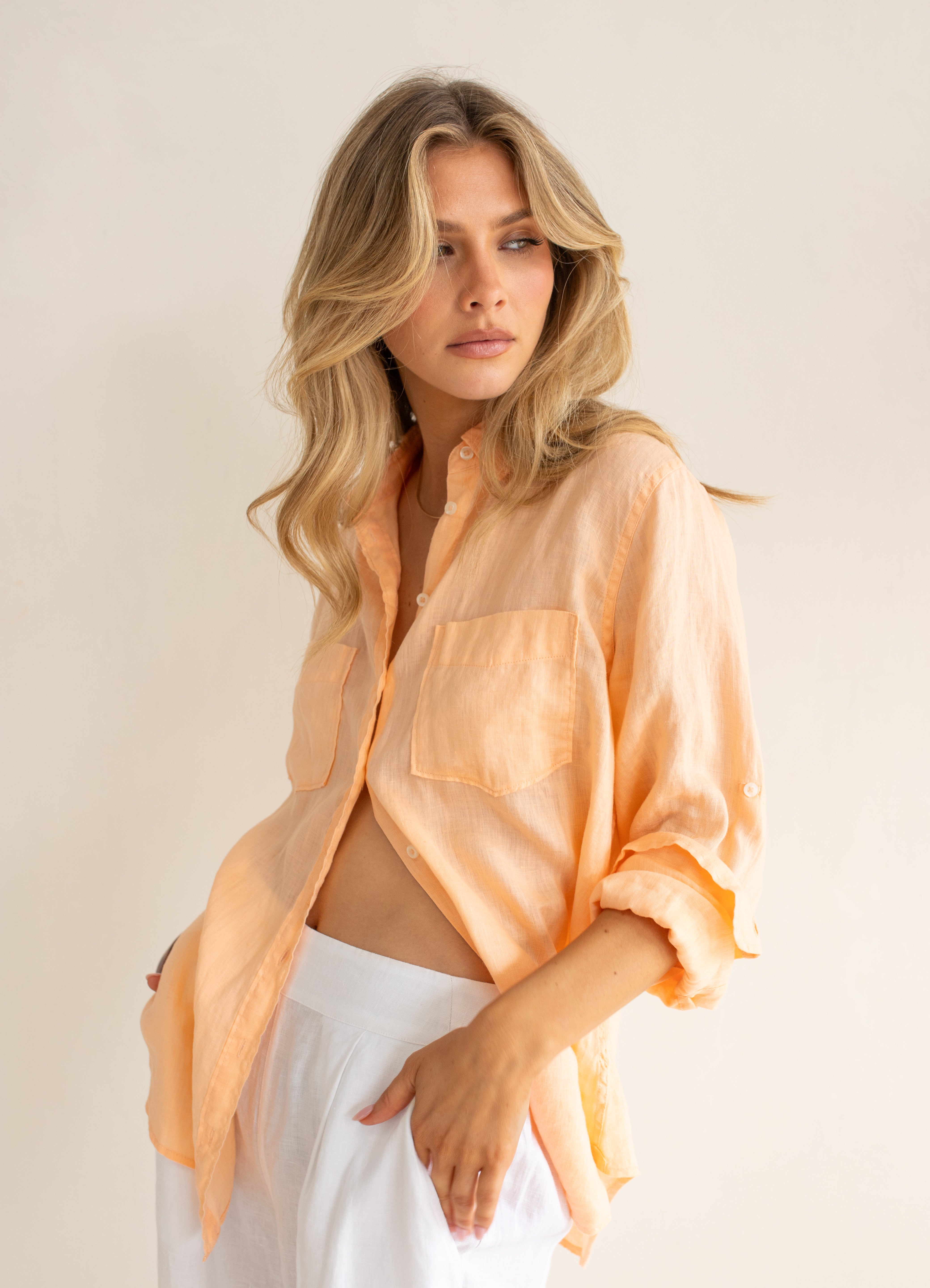 Hut - Boyfriend Shirt Apricot