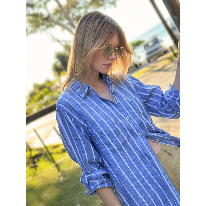 Hut - Boyfriend Shirt Marine Stripe