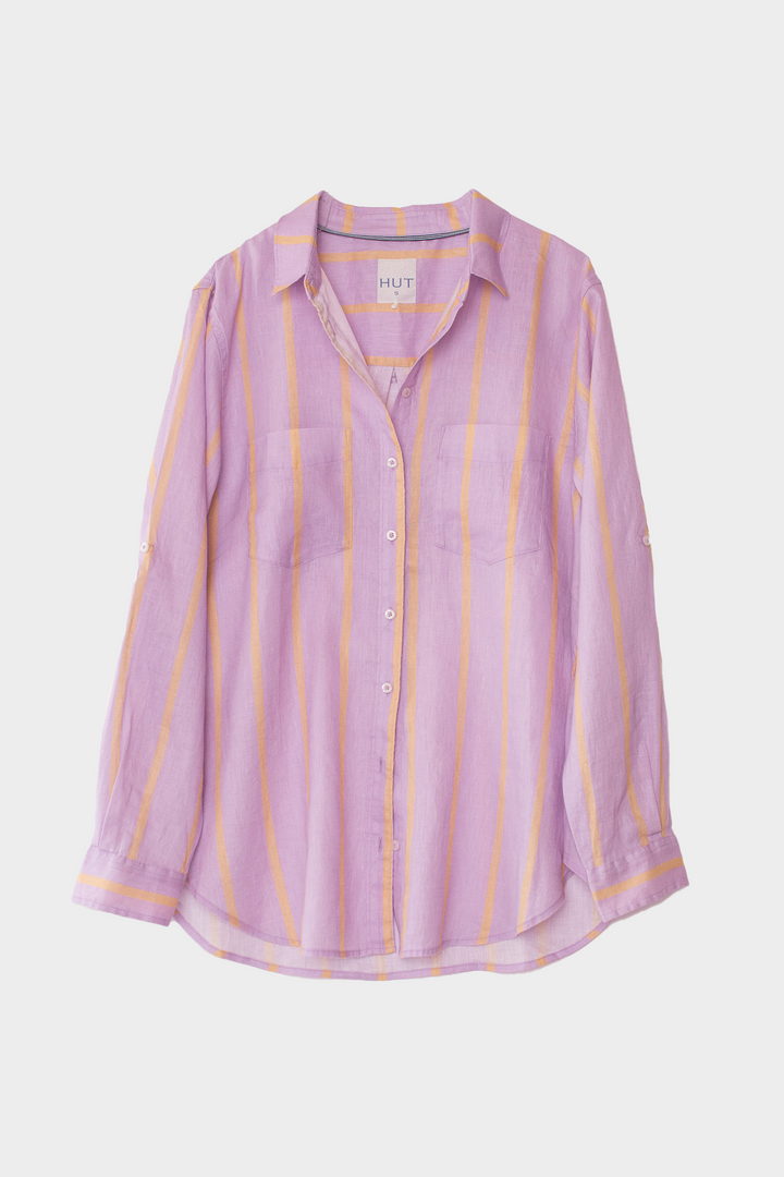 Hut - Boyfriend Shirt Mauve Over Beige