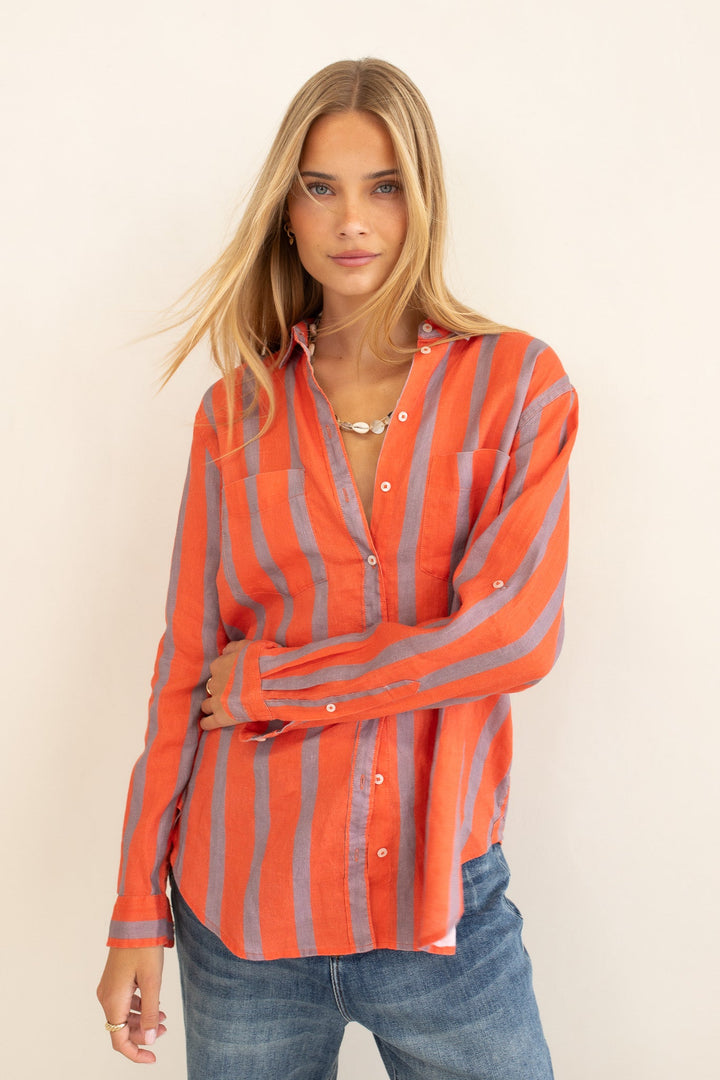 Hut - Boyfriend Shirt Off Duty Stripe