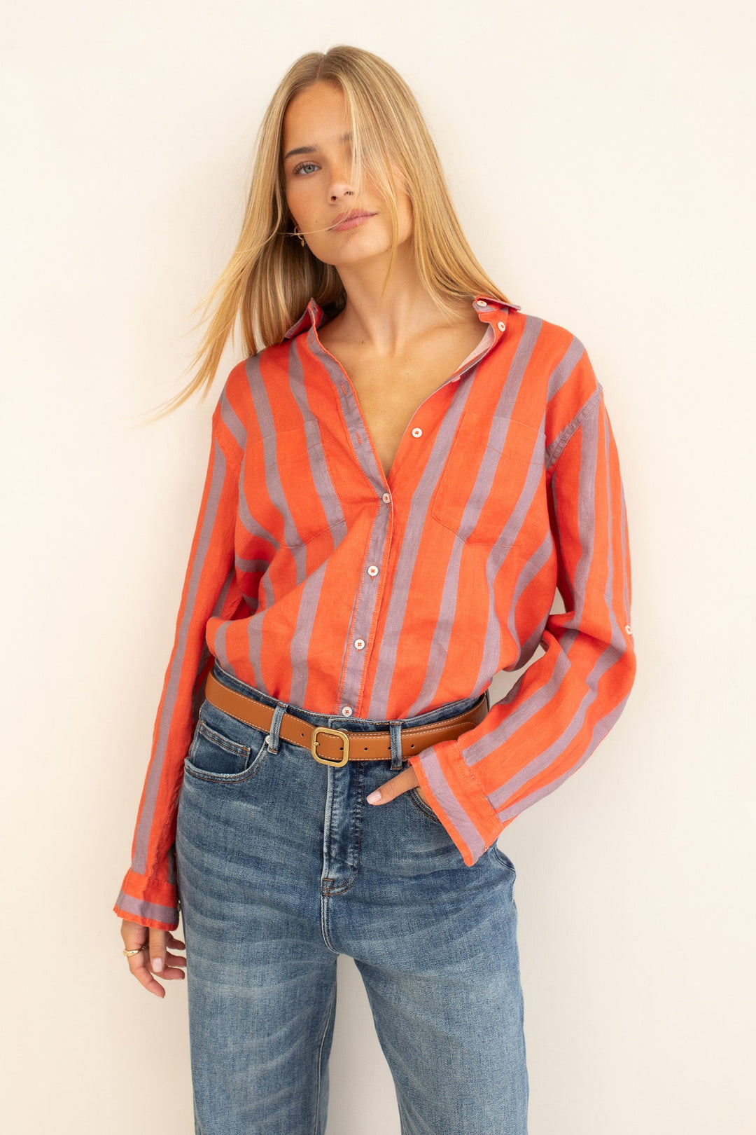 Hut - Boyfriend Shirt Off Duty Stripe