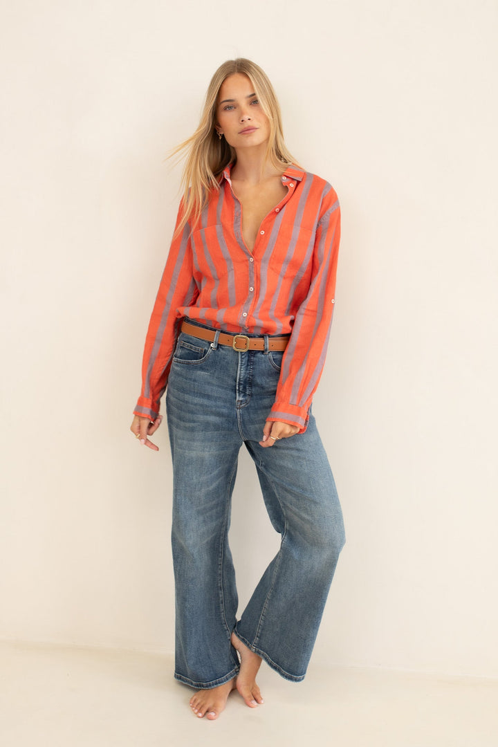 Hut - Boyfriend Shirt Off Duty Stripe