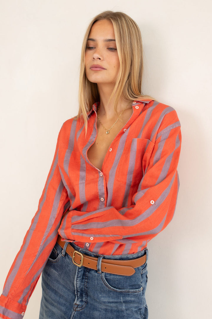 Hut - Boyfriend Shirt Off Duty Stripe