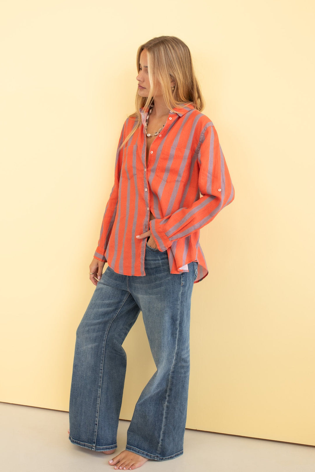Hut - Boyfriend Shirt Off Duty Stripe
