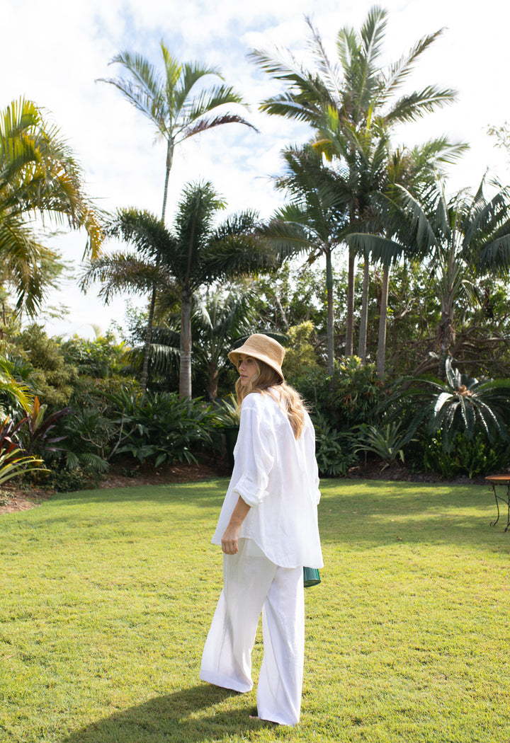 Hut - Boyfriend Shirt White Two Pocket
