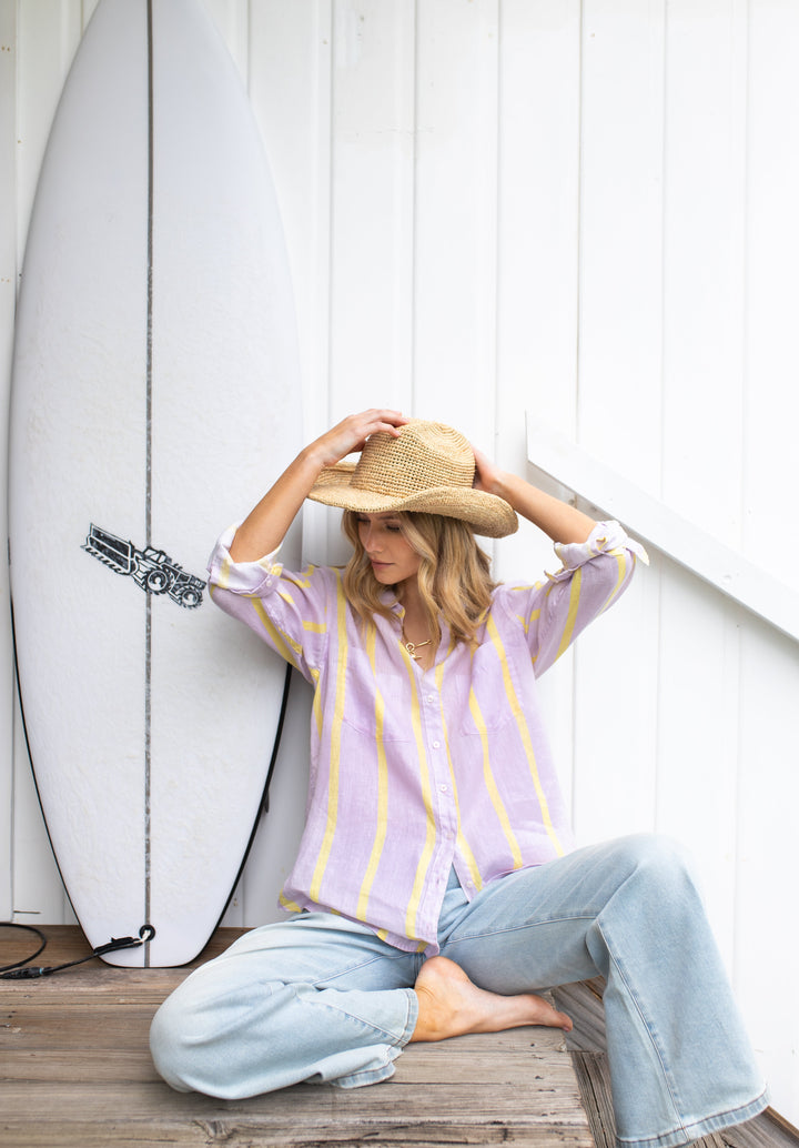 Hut - Boyfriend Sunshine Mauve Stripe Shirt