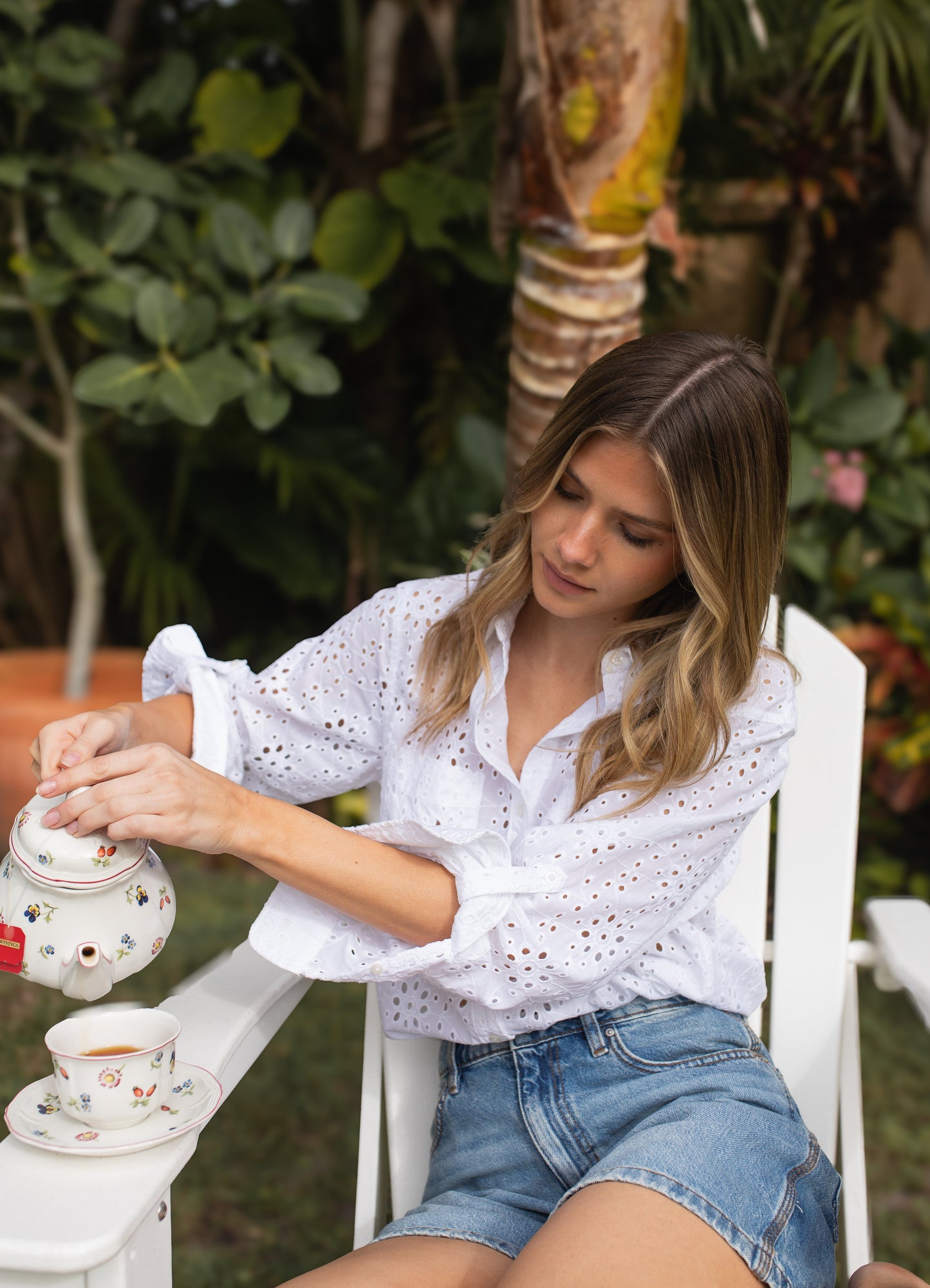 Hut - Boyfriend White Broderie Shirt