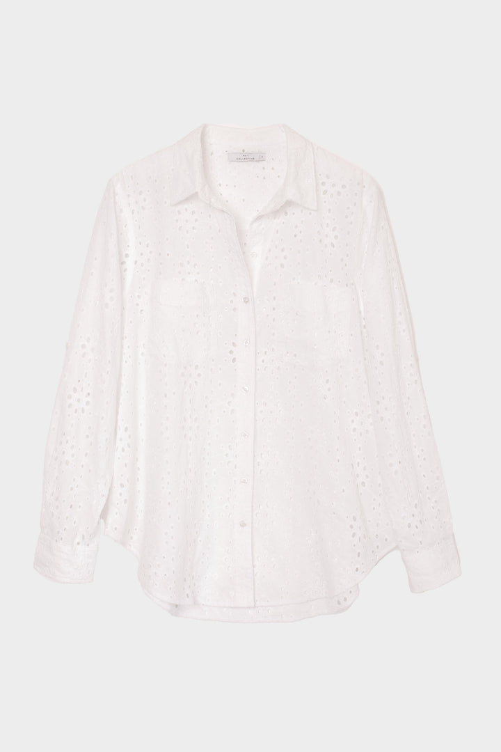 Hut - Boyfriend White Broderie Shirt
