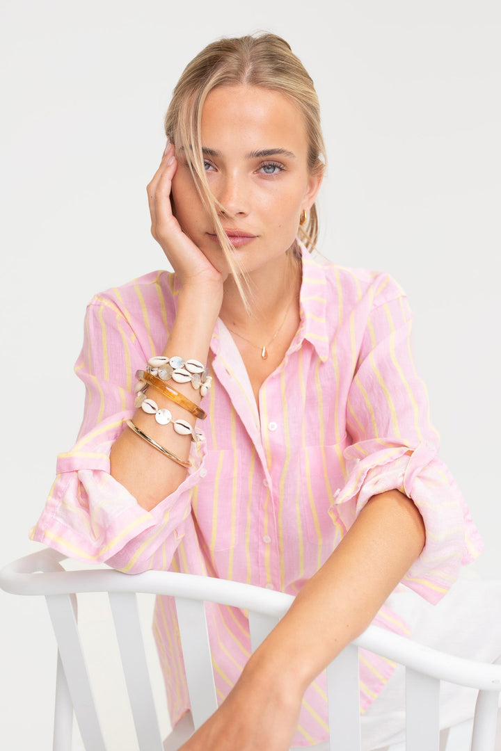 Hut - Lemon Drop Stripe Boyfriend Shirt