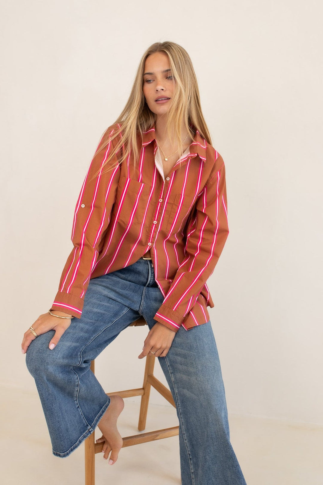 Hut - Stripe Me Lucky Cotton Poplin Shirt