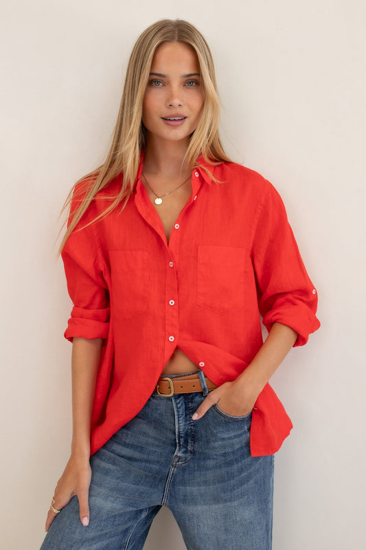 Hut - Boyfriend Linen Shirt Poppy