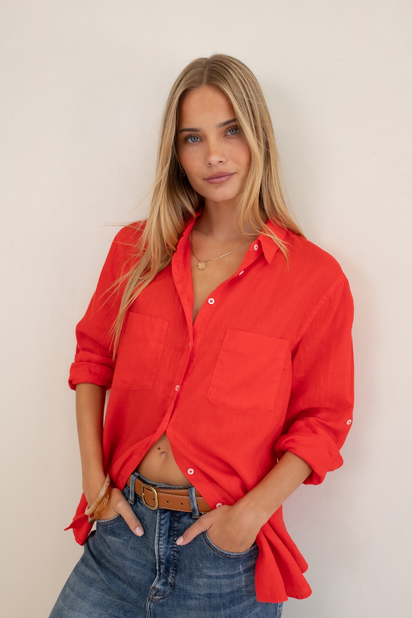 Hut - Boyfriend Linen Shirt Poppy