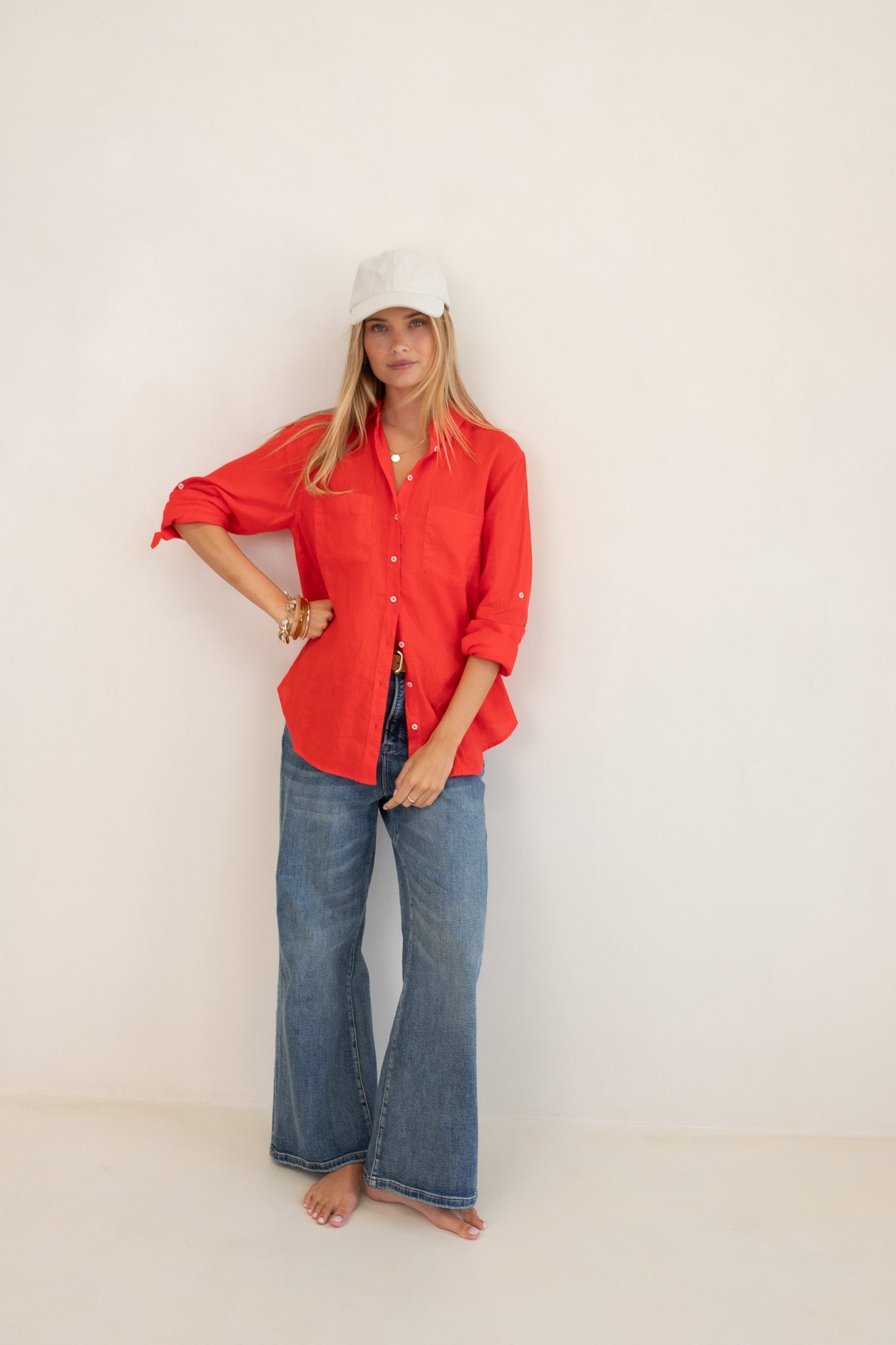 Hut - Boyfriend Linen Shirt Poppy