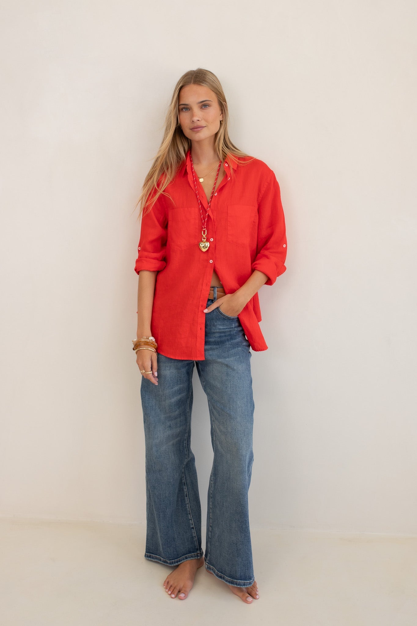Hut - Boyfriend Linen Shirt Poppy