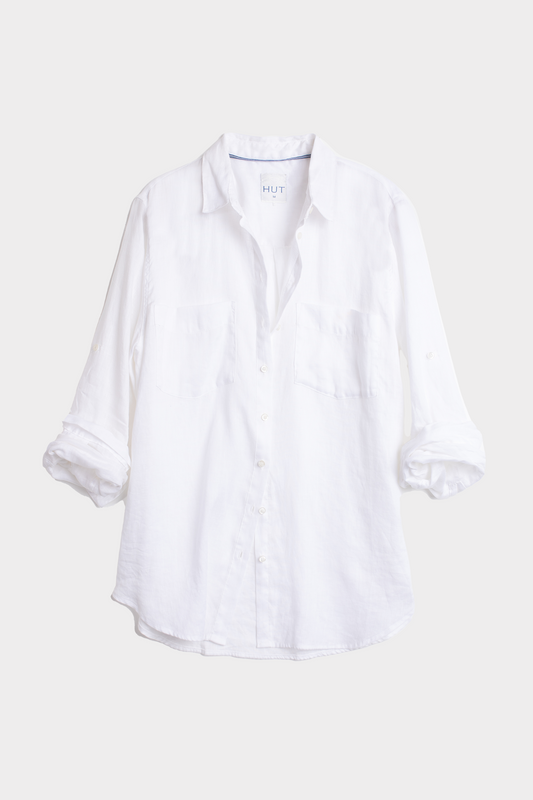 Hut - Boyfriend Shirt White Two Pocket