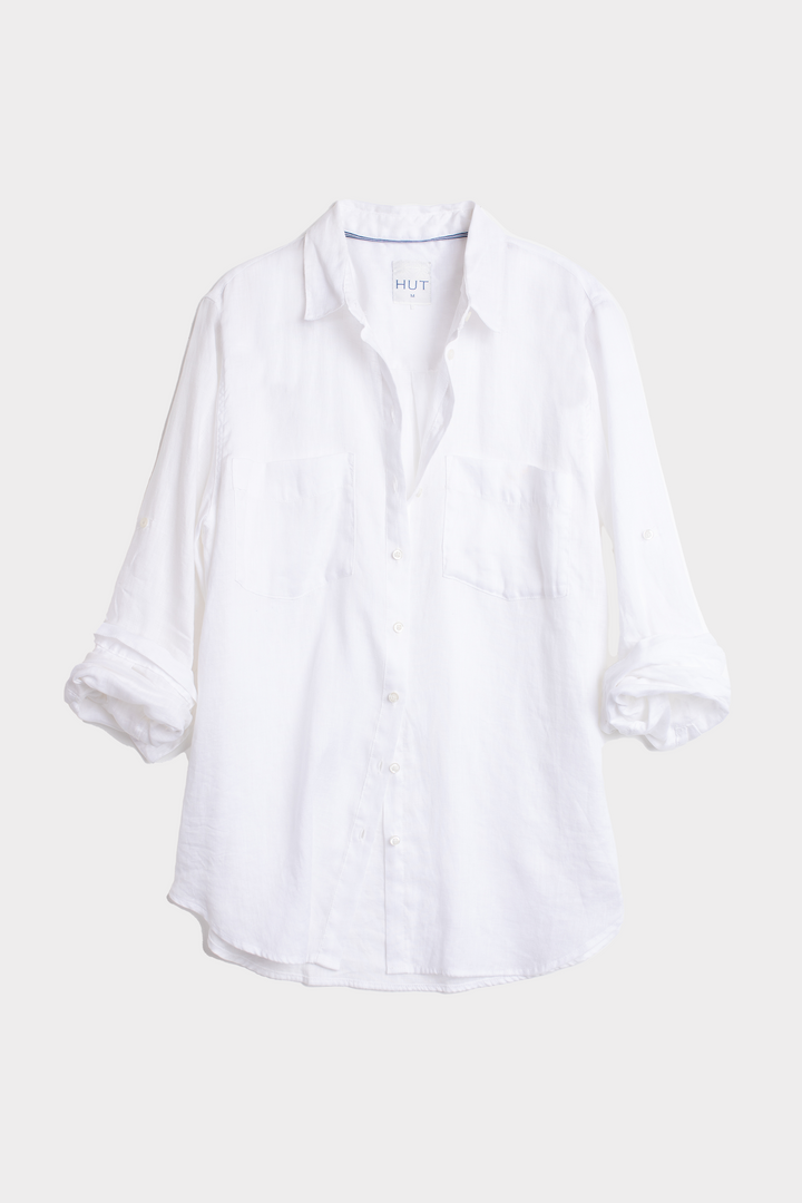 Hut - Boyfriend Shirt White Two Pocket