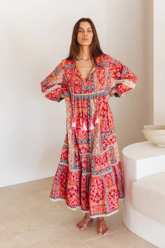 I am Pylgrym - Boho Maxi Dress Temple Print