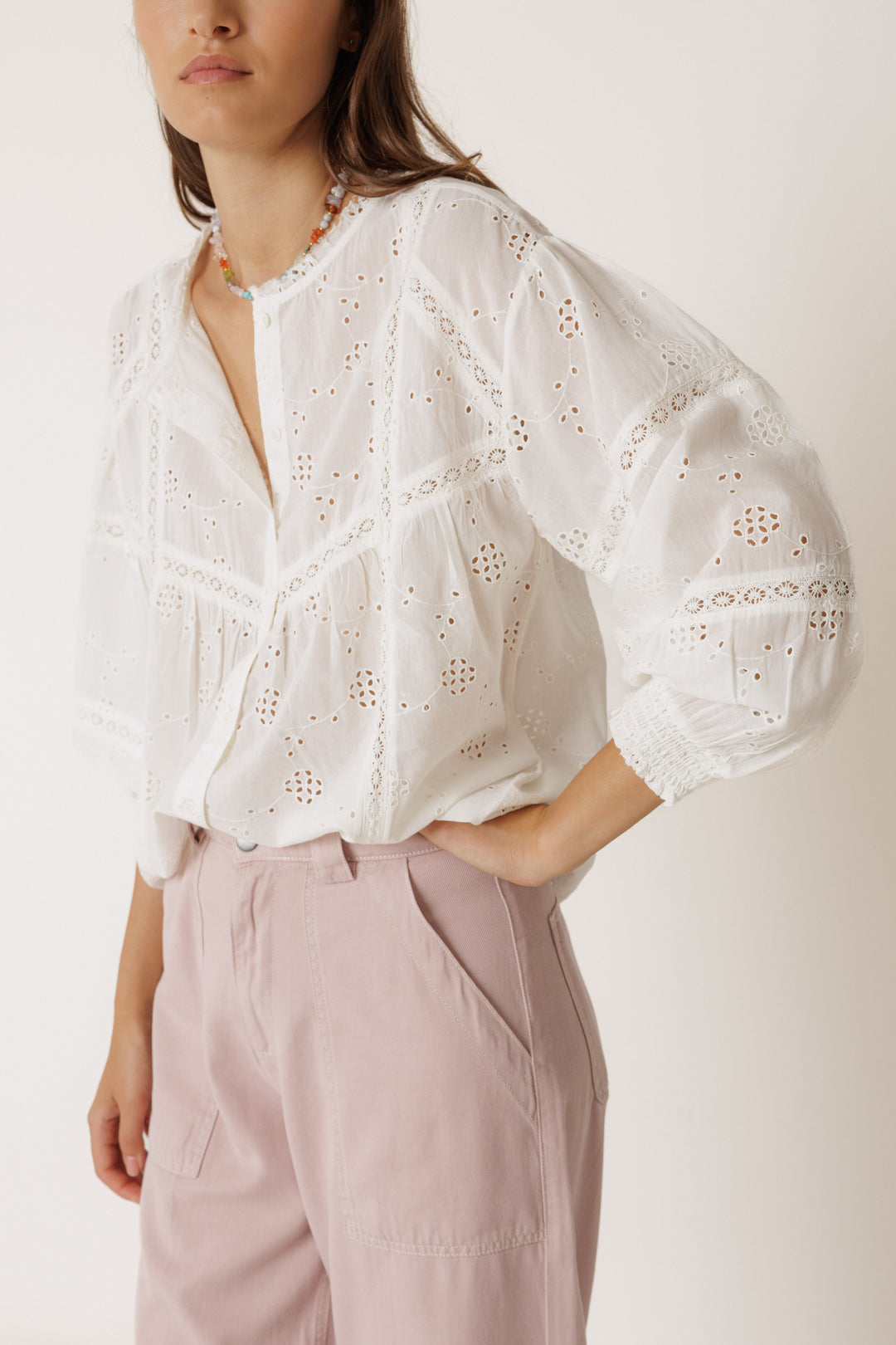 Indi &amp; Cold - Shirt with Schiffli Embroidery