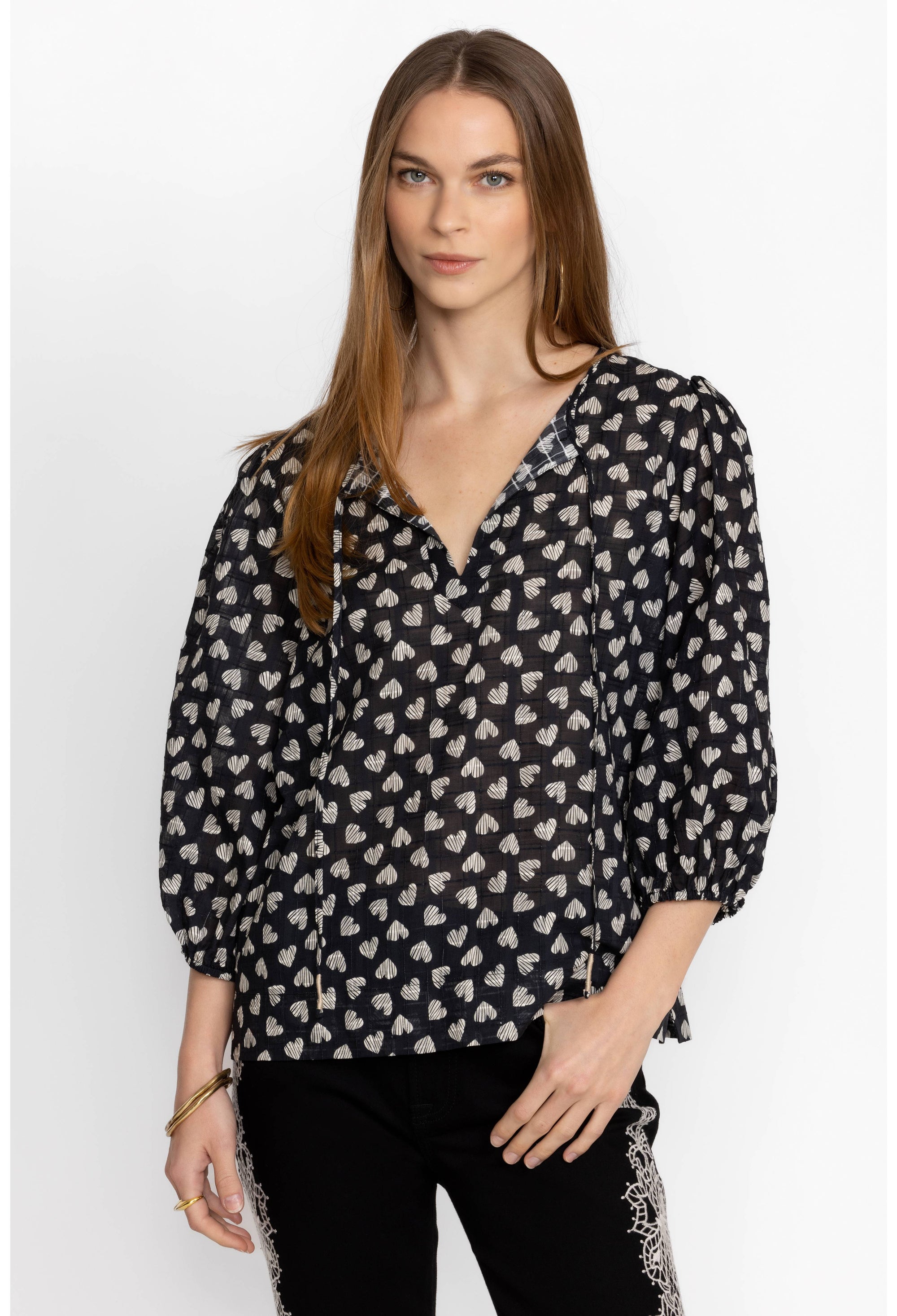 Johnny Was - Couple of Hearts Cotton Blouse