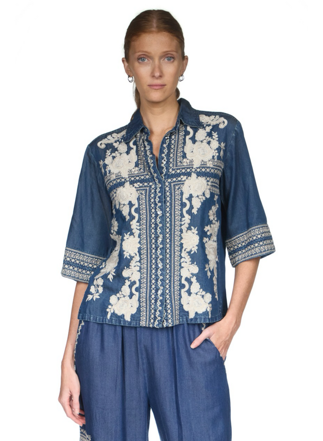 Johnny Was -Short Kimono Sleeve Shirt