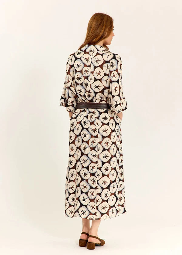 Lauren Vidal - Long Printed Collared Nof Dress