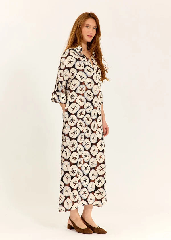 Lauren Vidal - Long Printed Collared Nof Dress