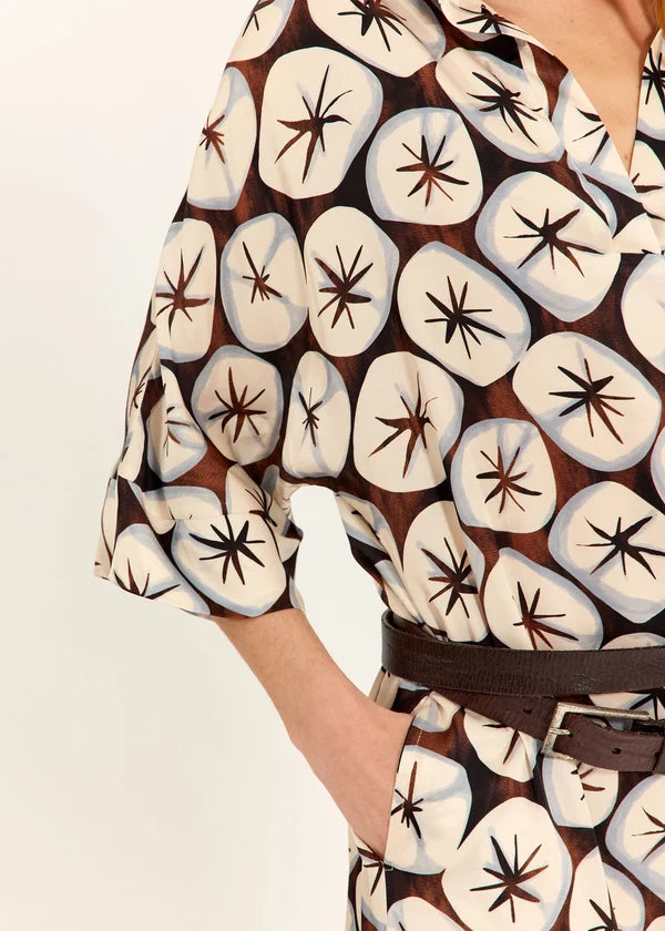 Lauren Vidal - Long Printed Collared Nof Dress